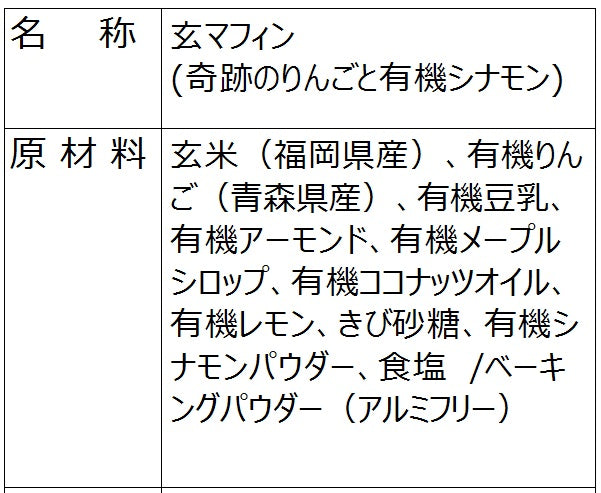 玄マフィン（有機リンゴとシナモン）